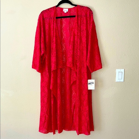 Women’s LULAROE Shirley soft stretchy Lace open front cardi top size Large - Picture 1 of 7